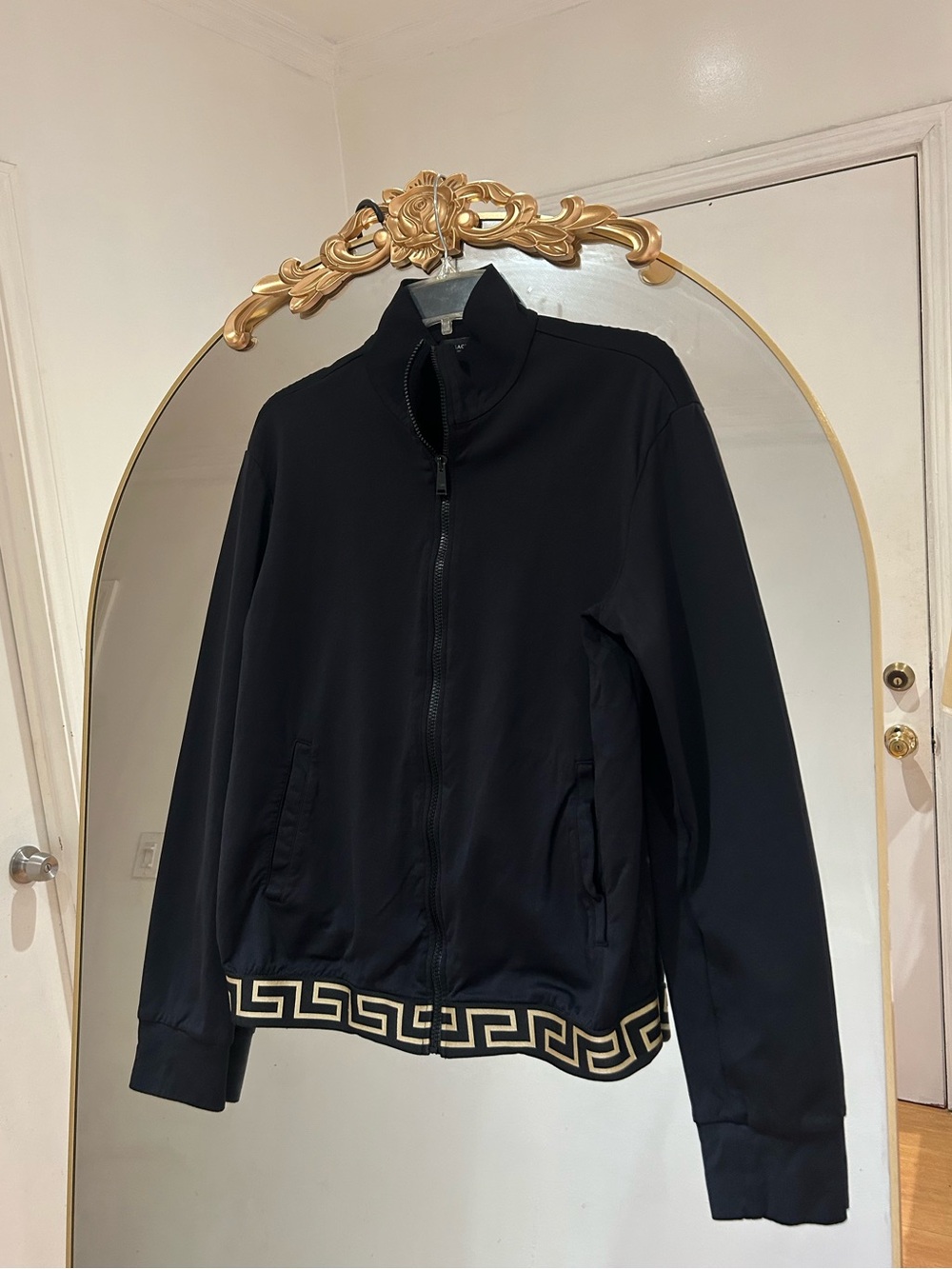 Versace Women’s Classic Black Zip-Up Track Jacket Greca Motif, Size 4